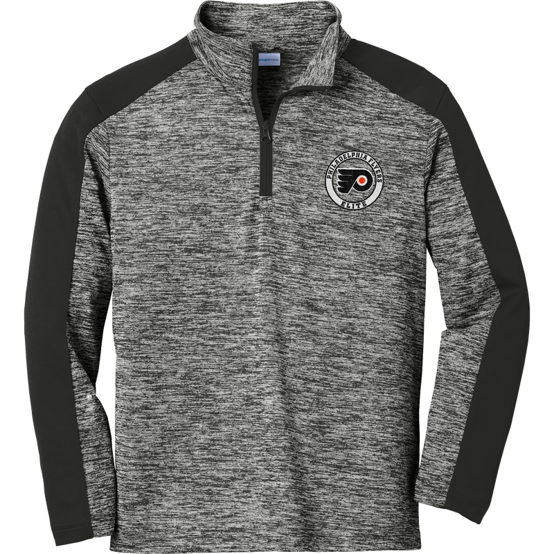 Philadelphia Flyers Elite Youth PosiCharge  Electric Heather Colorblock 1/4-Zip Pullover