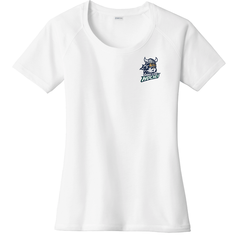 Hard Edge Hockey Ladies PosiCharge Tri-Blend Wicking Scoop Neck Raglan Tee